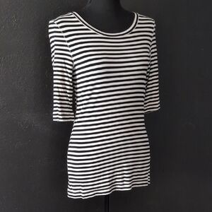 Free People Black and White Striped Top